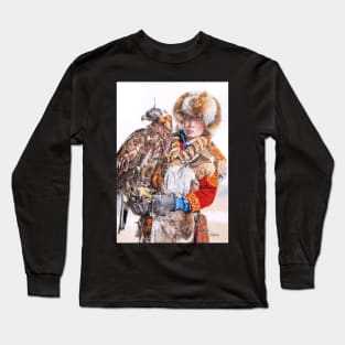 Eagle Huntress coloured pencil art Long Sleeve T-Shirt